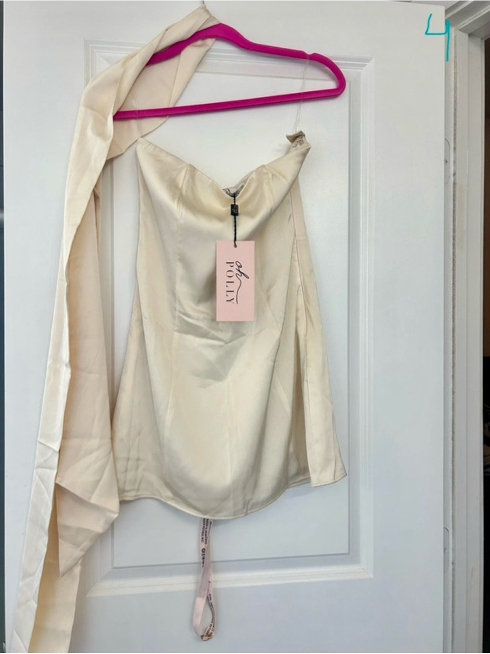 New Oh Polly Cream Mini Dress with Scarf